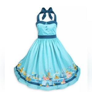 Rare, Disney Dress, Aqua. NEW with tag!  Retro halter style Women’s Medium